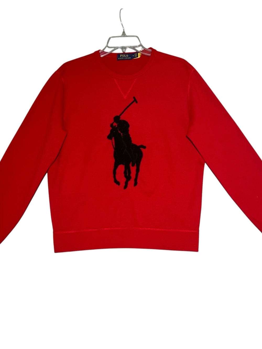POLO RALPH LAUREN Womens Red Sweatshirt Big Textured Pony Logo Crewneck Medium - Picture 2 of 13